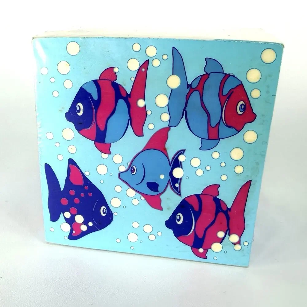 Vintage Note Cube Tropical Fish Bubbles 1990s Blue Purple USA Aquarium NEW